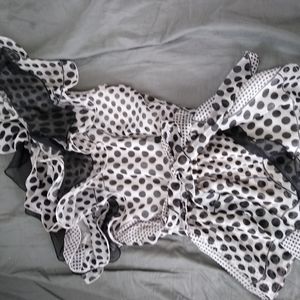 Black and White polka dot off the shoulder top